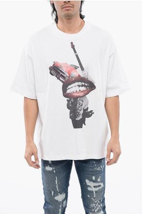 John Richmond Rhinestoned Printed Oversize Fit T-shirt size Xxl