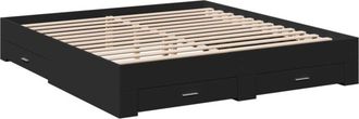 vidaXL Bed Frame with Drawers without Mattress Black 180x200 cm Super King Vidaxl