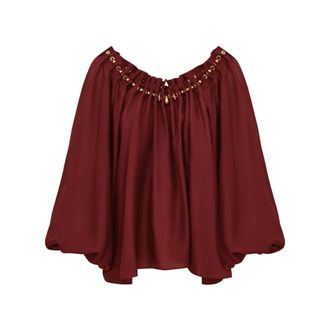 Zimmermann Blouses, female, Red, Size: M Aster Gathered Bead Blouse