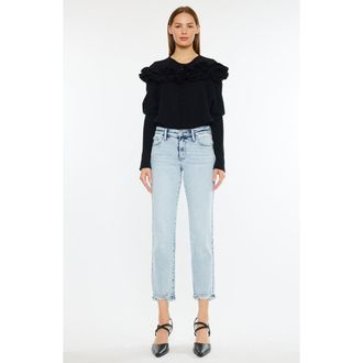 Kancan Pam Essentials Mid Rise Crop Straight Jeans in Medium Wash at Nordstrom, Size 29