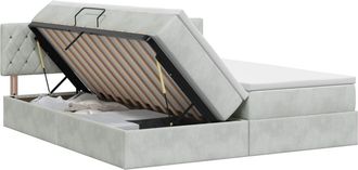 vidaXL Cama Con Almacenamiento Con Cabecera 2 Uds. Gris Claro Vidaxl