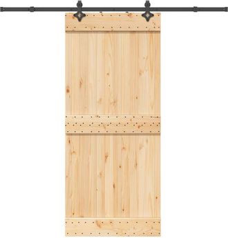 vidaXL Puerta Corredera Con Herrajes Madera Maciza De Pino 90x210 Cm Vidaxl