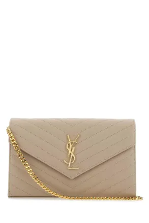 Saint Laurent Cappuccino Leather Clutch