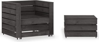 vidaXL Vidaxl - Muebles De Jard&iacute;n Palets 2 Pzas Madera De Pino Impregnada Gris