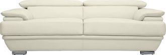 Miliboo Sof&aacute; De Cuero Dise&ntilde;o Tres Plazas Con Cabeceros Ajustables Blanco Ewing