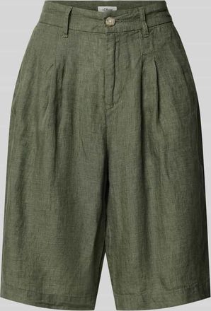 s.Oliver Red Label Wide Leg Leinenshorts mit Bundfalten in Khaki, Gr&ouml;&szlig;e 36