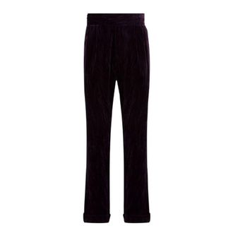 Roberto Cavalli Pleated Velvet-Effect Cotton Trousers, Brand Size 48 ( US Size 32 )