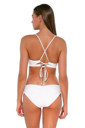 Sunsets Alana Reversible Hipster Bikini Swim Bottoms in White Lily at Nordstrom, Size X-Large