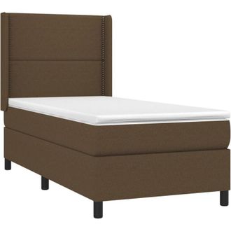 vidaXL Vidaxl - Cama Box Spring Colch&oacute;n Luces Led Tela Marr&oacute;n Oscuro 100x200cm