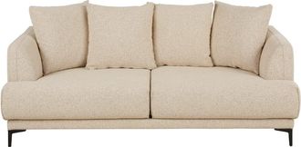 Maisons du monde Sofá cama de 3 plazas de tela de rizo beige, colchón de 12 cm