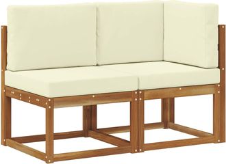 vidaXL Sof&aacute; De Esquina Y Centro Para Exterior 2 Pieza Natural Y Crema Vidaxl