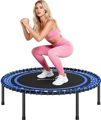 OEM Cama El&aacute;stica Fitness &Oslash;114 Cm Con Marco De Acero Reforzado Para Entrenamiento Piernas Cuerpo Azul Y Negro