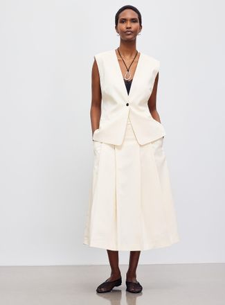 2nd Day Womens Flat-pleat vanilla midi skirt