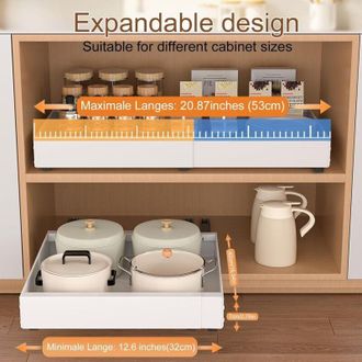OEM Caj&oacute;n De Cocina Telesc&oacute;pico Extensible - Organizador De Armario Ajustable De 32-50 Cm (ancho) &times; 43 Cm (profundidad) &times; 7 Cm (alto), Sin Pintar