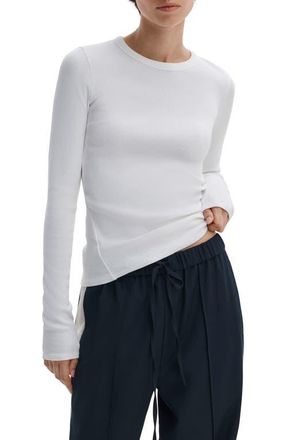 Rag & Bone The Essential Rib Long Sleeve Cotton T-Shirt in White at Nordstrom, Size X-Small