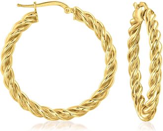 Ross-Simons Italian 18kt Gold Over Sterling Medium Twisted Hoop Earrings