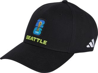 adidas FIFA World Cup 2026 Seattle Adjustable Twill Ball Cap in Black/White at Nordstrom