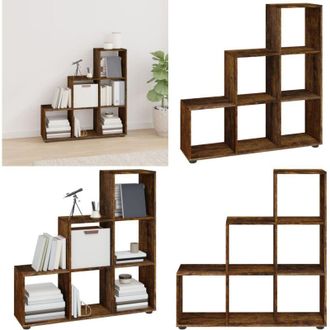 vidaXL Libreria a Scala Rovere Fumo 107 cm in Legno Multistrato - Scaffalatura a scala - Libreria in legno