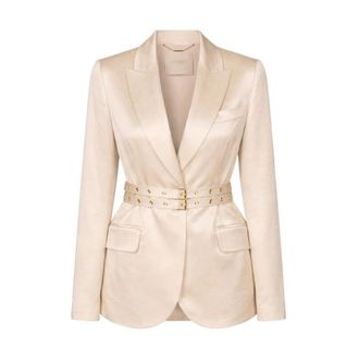 Liu Jo Blazers, female, Beige, Size: XS Satin Blazer with Belt