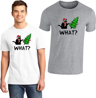 Generic White Cat Ruining Christmas Tree Tshirt What Funny Cat Lovers Xmas Gift Tee Top (White, XL)