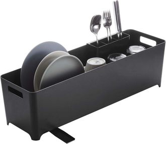 Yamazaki Tableware Escurridor De Platos Slim Negro Compacto