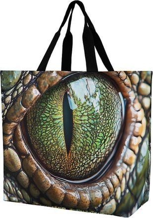 Generic Crocodile Eye Reusable Shopping Bags One Shoulder Grocery Tote Bag Waterproof Big Purse for Work Travel