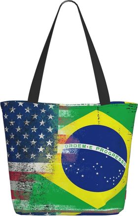 AOOEDM American And Brazilian Flag Ladies Shopping Bag 13x11x7in.The Perfect ValentineS Day Gift.It Is The Best ValentineS Day Gift For Mom, Daughter, Wife,E