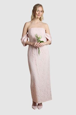 Coast Bardot Neck Short Sleeve Maxi Dress in Blush at Nordstrom, Size 14