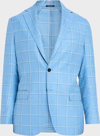Sartorio Men & apos;s Light Blue Large Windowpane Sport Coat