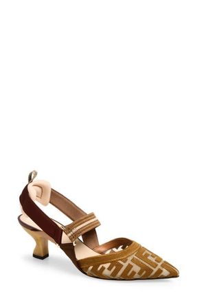 Fendi Colibri Mesh Slingback Pointed Toe Pump in F1V8T Nudo Rhum at Nordstrom, Size 10.5Us