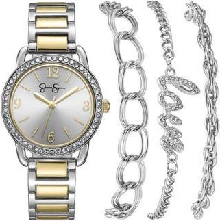 Jessica Simpson Two-Tone Bracelet Watch Set in Two Tone at Nordstrom Rack