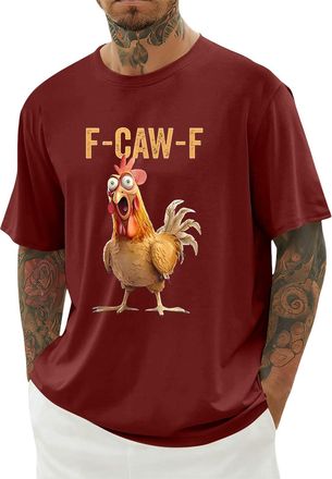 Generic F-Caw-F Funny Chicken Scream Humor T-Shirt, f caw f t Shirt Lightweight Casual Tee, f-caw-f Tshirt Classic Fit, Quirky Farm Animal Design, f caw f t S