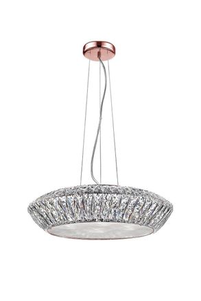 Netlighting Armel 5 Light LED Crystal Rosy Gold Pendant Ceiling Light in Clear
