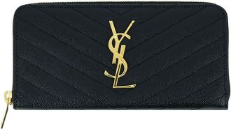 Saint Laurent Gesteppte lange Lederbrieftasche mit Zip Monogram