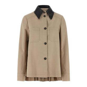 Sportmax Sportmax, Light Jackets, female, Beige, Size: XS Jacket Pleated Overshirt
