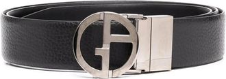 Giorgio Armani Elegant Zwart Plaat Riem - Heren - Riemen - Zwart - ONE Size - Leer - Accessoires