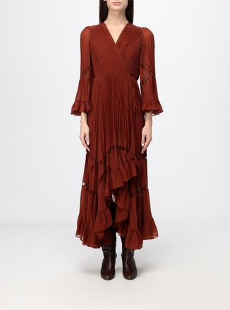 Twinset Pleated Cr&ecirc;pe V-Neck Midi Wrap Dress