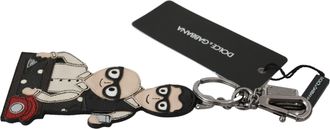 Dolce & Gabbana Leather Dominico Stefano DGFAMILY Logo Badge Womens Keychain