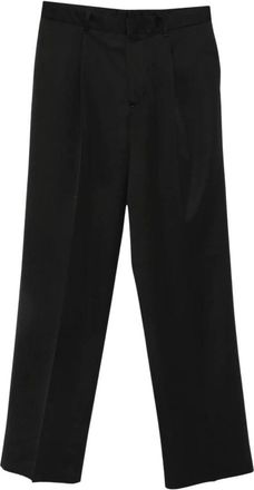 Lardini Gekreukte Pantalons - Heren - Straight fit broeken - Zwart - M - Wol - Broeken