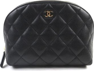 Chanel Matelasse Black Grained Calfskin Pouch (Pre-Owned)