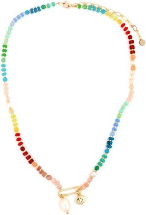 Panacea Multistone Freshwater Pearl Pendant Necklace in Pink Multi at Nordstrom