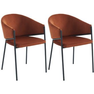 Vente-Unique Sedia con braccioli in Velluto e Metallo Nero Terracotta - Lotto di 2 - ORDIDA di Pascal MORABITO