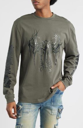 Rta Lawrence Cyber Sigilism Long Sleeve Graphic T-Shirt in Olive Cyber Sigilism at Nordstrom, Size Xxx-Large