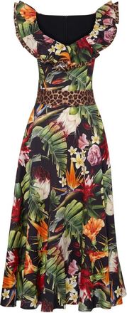 Philipp Plein Long Dress Flowers - Dames - Casual kleedjes - Veelkleurig - M - Katoen - Kleedjes