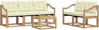 vidaXL Conjunto De Sof&aacute;s De Exterior 6 Uds. Blanco Y Crema Vidaxl