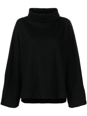 Issey Miyake Black Flared Sleeve High Neck Sweater