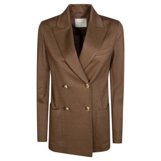 Circolo 1901 Blazers, female, Brown, Size: XS D.p. Bottone Oro Lino Cotone Operato