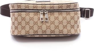 Gucci Beige Brown Gg Canvas Leather Fanny Pack (Pre-Owned)
