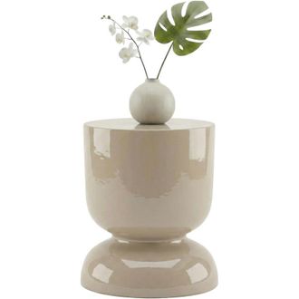 Relaxdays Relaxdays Side Table & Stool, Hourglass Design, Living Room Decor, HxD: 46 x 36 cm, Metal, Beige