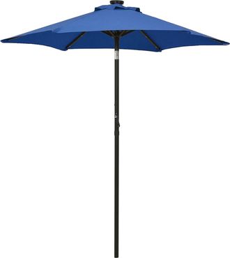 vidaXL Umbrella Con Luces Led 200x211 Cm De Aluminio Azul-diario